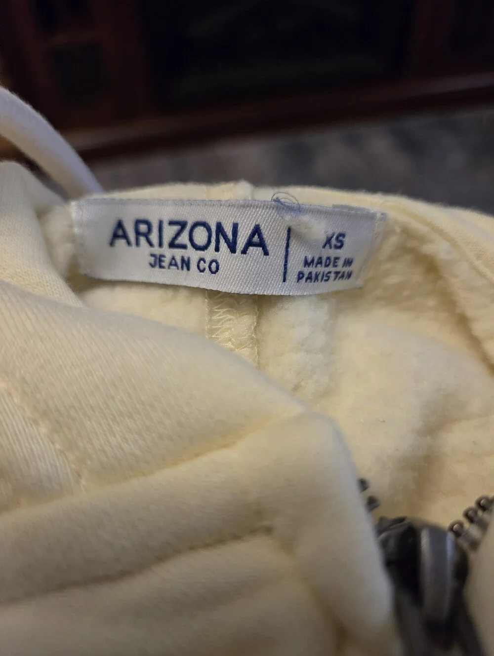Arizona Jean Company Light Yellow Zip-Up Hoodie Size XS
